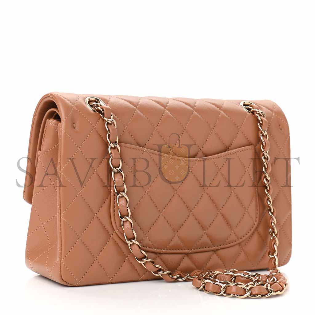 CHANEL LAMBSKIN QUILTED MEDIUM DOUBLE FLAP BROWN AS1112 (25.5*15.5*6.5cm)